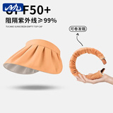 目丸防晒帽女防紫外线遮阳帽骑车空顶太阳大檐帽子女夏季亲子贝壳帽子 桔色 儿童款(52-56cm)