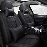 翰静2025新款汽车坐垫全包围四季通用皮座垫五座小车免拆汽车座套适于 卡通黑色 起亚K2 K3凯绅K4智跑K5奕跑