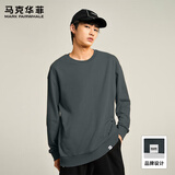 马克华菲男装潮牌春秋休闲宽松圆领街头情侣简约长袖卫衣 碳灰 M