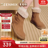 天美意雪地靴秋冬通勤穿搭加绒短靴厚底休闲显瘦百搭靴子保暖女靴