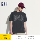 Gap【热卖爆款】男装夏撞色logo圆领短袖T恤纯棉上衣544465 黑灰色 185/104A(XXL) 亚洲尺码