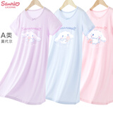 Hello Kitty女童睡裙儿童莫代尔睡衣夏薄女孩裙子宝宝家居服0102紫150cm