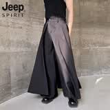 JEEP SPIRIT剑道武士裤夏季新款设计感小众假两件西装裤垂感阔腿裙裤 黑色 高质量 S 收藏加购优先发货