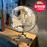 楚象高档轻奢透明帆船地球仪办公室书房书桌书柜玄关客厅酒柜装饰摆件 暖光透明帆船地球仪【手提礼盒装