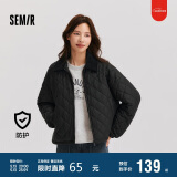 森马（Semir）棉服女灯芯绒翻领菱形格复古2024冬三防宽松轻薄棉衣109724112007