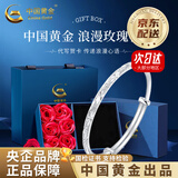 中国黄金（CHINA GOLD）银手镯足银满天星手镯女实心推拉银镯子时尚款生日送女朋友礼物 【京速达】满天星手镯【约20g±1g】玫瑰礼盒