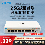 中兴（ZTE）8口全2.5G网口以太网交换机 企业级交换器 监控网络网线分线器 分流器 ZXSLC LUMA008