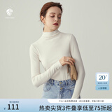 范思蓝恩范思蓝恩204303半高领打底衫女秋冬百搭修身针织上衣紧身内搭毛衣 奶白色  M