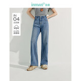 茵曼牛仔直筒裤子女士春夏季2025女装百搭休闲高腰宽松阔腿 牛仔蓝 28
