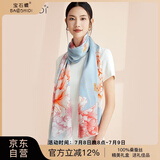 宝石蝶真丝丝巾女100%桑蚕丝旗袍披肩围巾女妈妈生日礼物女礼盒/牡丹1