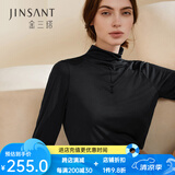 金三塔 商场同款打底衫女100%桑蚕丝真丝半高领上衣保暖小衫NZF9C720 黑色 XL