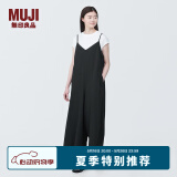 无印良品（MUJI） 女式 易干弹力泡泡纱 背带裤 女装夏季连体裤吊带BC2JRA4S 黑色 XL （165/92A）