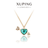 XUPING旭平首饰G合金精美一箭穿心项链女生送礼物精品日常通勤饰品 4号色湖绿色 链长约40+5cm