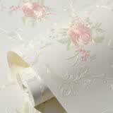 爱柏墙纸自粘欧式田园花3D立体加厚家用温馨卧室客厅电视背景墙壁贴纸 JA101米白色自粘5米多件连续一卷