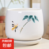 北欧花盆陶瓷白色清仓特价创意个性大号特大号带托盘家用阳台简约 8399088 中等