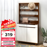 木以成居鞋柜衣帽架一体柜门口隔断柜玄关挂衣架落地柜 深胡桃色4245C