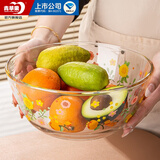 青苹果耐热玻璃碗印花和面盆加厚打蛋碗揉面盆4.35L超大容量
