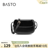 百思图商场同款时尚百搭潮流复古迷你马鞍包单肩斜挎包女X2782DX2 黑色 F