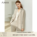 AMII职业西服套装女春夏新款休闲外套时尚西装两件套 卡其(西装) L (165)