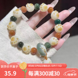 山中玉白玉菩提根手链绿阴皮渐变菩提子手串绕指柔盘玩生日送女友母亲节 小锦梨猫爪+跑环-白玉菩提手串