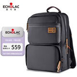 爱可乐（Echolac）双肩电脑包大容量可扩展17英寸书包旅行背包送男友CKP658黑色