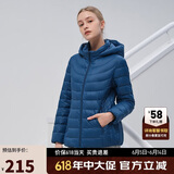 坦博尔轻薄羽绒服女宽松可脱卸帽女士轻薄羽绒外套TD216236 古韵蓝 170 
