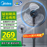 美的（Midea）【金属铝片】工业电风扇/飓风落地扇/空气通风金属扇/牛角扇/立式电风扇/大风力宿舍扇 FES45-20A