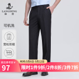 浪登西裤男宽松免烫抗皱四季商务职业正装中年男士直筒双褶西装裤 薄款（黑色-双褶宽松）-YA029 34