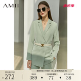 AMII职业西服套装女春夏新款休闲外套时尚西装两件套 抹茶绿(西装) S (155)