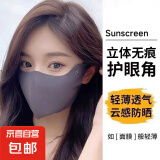 立体防晒不粘口红口罩女夏季防晒遮阳口罩透气可水洗面罩护眼角 【防晒口罩 凉感透气】黑色-活动专享 1个