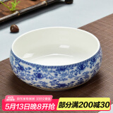 瓷牌茗粗陶特大号茶洗陶瓷青花瓷水洗碗杯笔洗玻璃茶杯碗水盂功夫茶具茶道配件栽种水植花盆果盆 陶瓷花香牡丹茶洗-大号（10英寸）