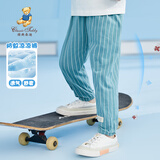 Classic Teddy童装儿童裤子男女童防蚊裤宝宝长裤中小童运动休闲长裤 印标竖条暗绿 100