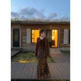 EIA一尧【甜心欧蕾】复古气质碎花半身裙女秋高腰显瘦鱼尾长裙 【棕色】小个子半裙 无弹 S 85斤—100斤【一尧穿高个子S码】