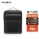 新秀丽（Samsonite）男士双肩包14英寸大容量商务背包牛皮电脑包TM0*09001