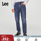 Lee731中腰锥形磨毛中深蓝男牛仔裤保暖潮