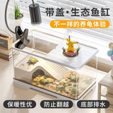 独宠你乌龟缸生态缸宠物饲养箱鱼缸塑料透明蝾螈爬宠专用生态造景晒爬台 【中号黑色基础款】