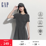 Gap女装夏季UPF50+防晒连衣裙透气凉感不对称A字裙512502 黑灰色 S (160/80A)亚洲尺码
