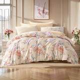 富安娜 床上四件套 100%纯棉被套床单枕套全棉四件套双人加大印花套件 【40支全棉 新上市】明眸 1.8米 床单款 （被套229*230cm）