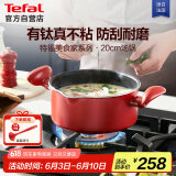 特福（Tefal）汤锅不粘锅煮汤锅家用炖煮锅双耳煮粥煲汤锅-20cm