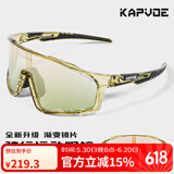 Kapvoe骑行变色眼镜专业防风运动山地公路车户外运动跑步近视风镜男女 02新款果冻绿+渐变炫彩绿镜片