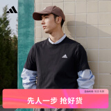 adidas情侣休闲纯棉上衣圆领短袖T恤男女夏季阿迪达斯官方轻运动 黑色 3XL