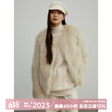 付智恩芦苇花 芬兰进口狐狸毛典雅轻盈年轻感圆领皮草外套女 米杏色 M