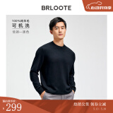 巴鲁特【可机洗】100%纯羊毛衫男士秋冬款修身打底针织衫保暖毛衣 黑色-加厚款 2XL （185/104A）