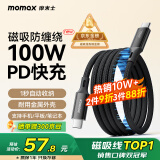 摩米士（MOMAX）磁吸数据线Type-C苹果16/15充电线双头PD100W快充车载适用iPhone16ProMax平板iPad华为 2米黑色