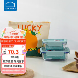 乐扣乐扣（LOCK&LOCK）清新玻璃保鲜盒三件套(630ml*1+380ml*1+便当包)LNG428S603薄荷绿