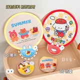 米砾可爱宣纸团扇折叠扇子迷你布面口袋手摇扇创意卡通折叠小扇子夏季儿童迷你便携随身小圆扇开学季