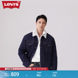 Levi's李维斯冬季情侣美式复古哈灵顿风保暖仿羊羔绒棉服牛仔外套 深牛仔色 S