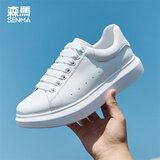 森馬（Senma）时尚韩版百搭厚底小白鞋透气户外休闲鞋男111321303 白色 40码
