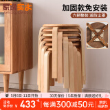 家逸（JIAYI）实木凳子小板凳餐凳椅子高矮凳休闲登子餐厅櫈子圆凳家用可叠放 原木色-加固升级款【六把整装】