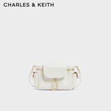 CHARLES&KEITH油蜡皮菱格腋下双肩包机车包生日新年礼物送女友CK2-60782702 Cream奶白色 S